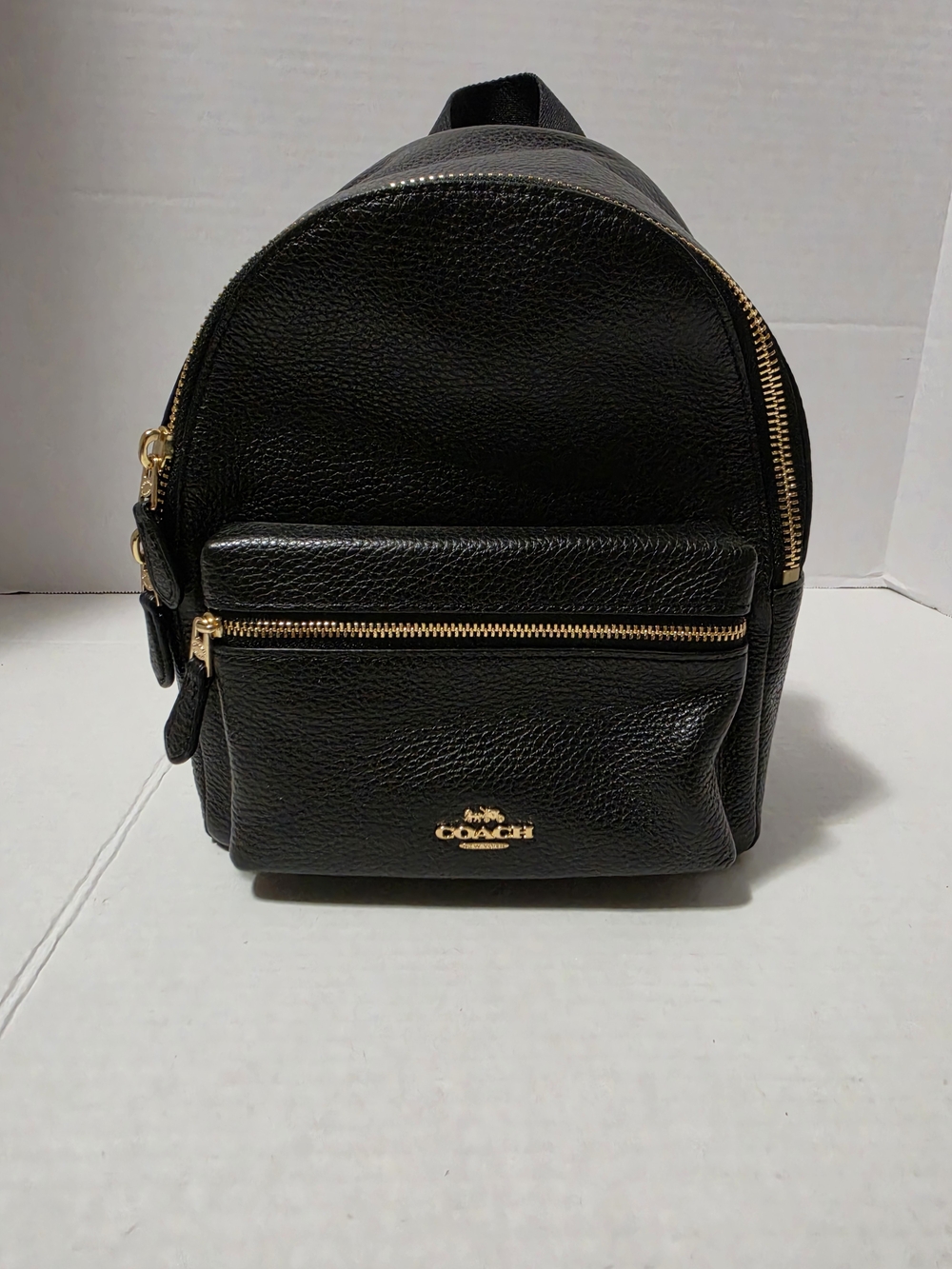 Coach Mini Small Charlie Backpack Pebbled Leather Black F28995